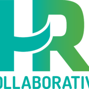 HR Collaborative logo, featuring a teal "H" that swoops and fades into a green "R". Below the HR letters is Collaborative in teal.